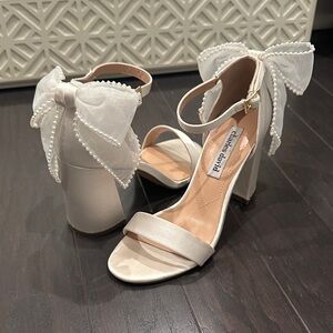 Charles & Keith Ivory Heels with Bow - Bride, Wedding, Shower, Engagement